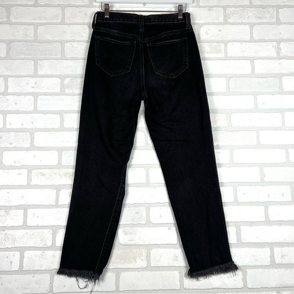 Women's SO High Rise Mom Jean Distressed Black Raw Hem Size 3 | 26W - Picture 6 of 11